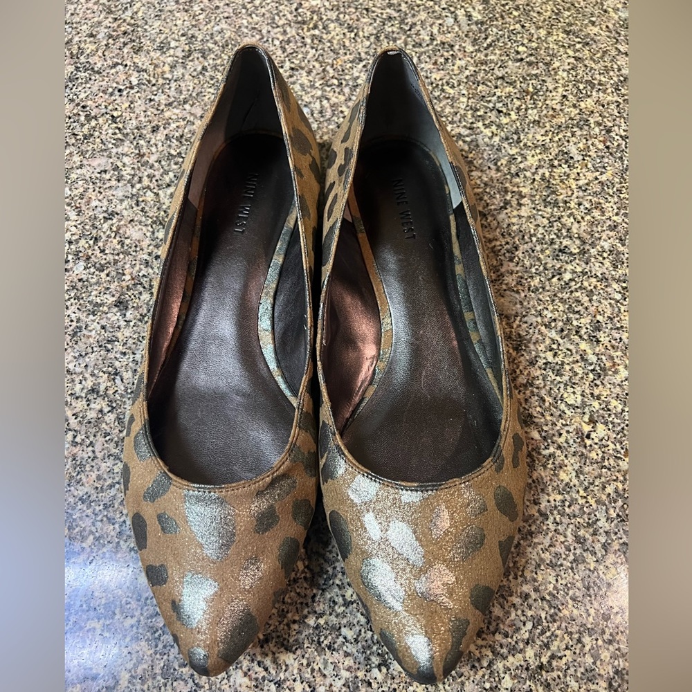 Nine West Flats, Size 11 M, Brown/Metallic